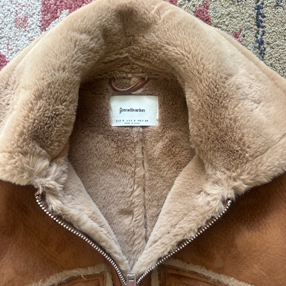 Stradivarius Brown Shearling Jacket - Picture 3 of 5